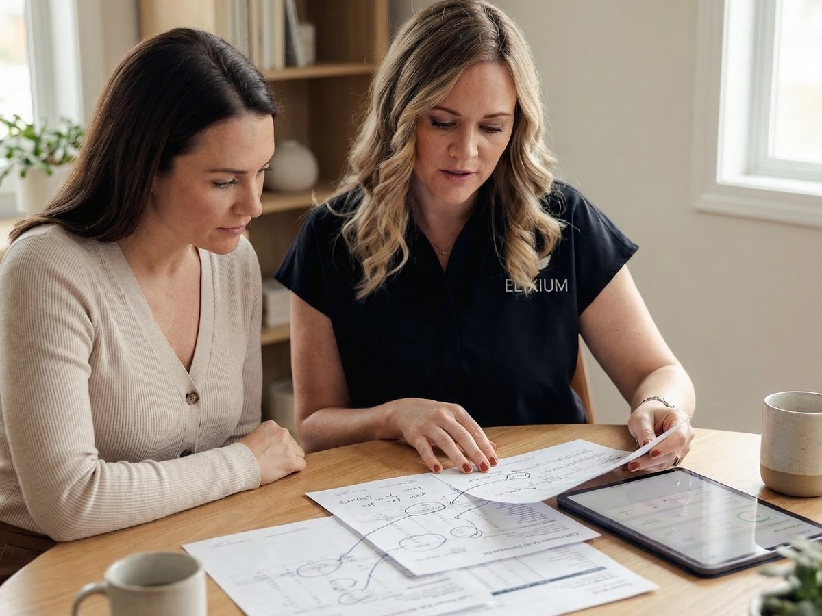 An Elixium provider reviewing lab results with a member